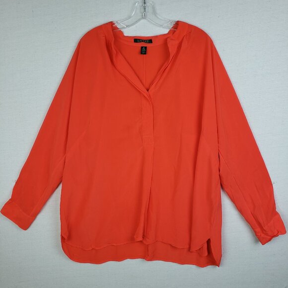 Ralph Lauren 100% Silk Top Oversized Boxy Fit Orange Red 2X Minimalist Lagenlook - Picture 2 of 10